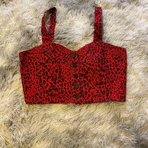 Red cropped cheetah tank top